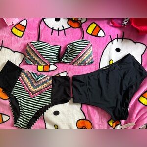 LA Hearts Multi Color Stripped Swimsuit Set